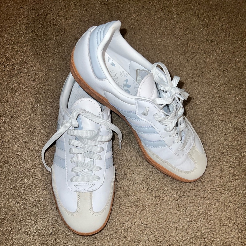 Adidas White and Light Blue Sneakers